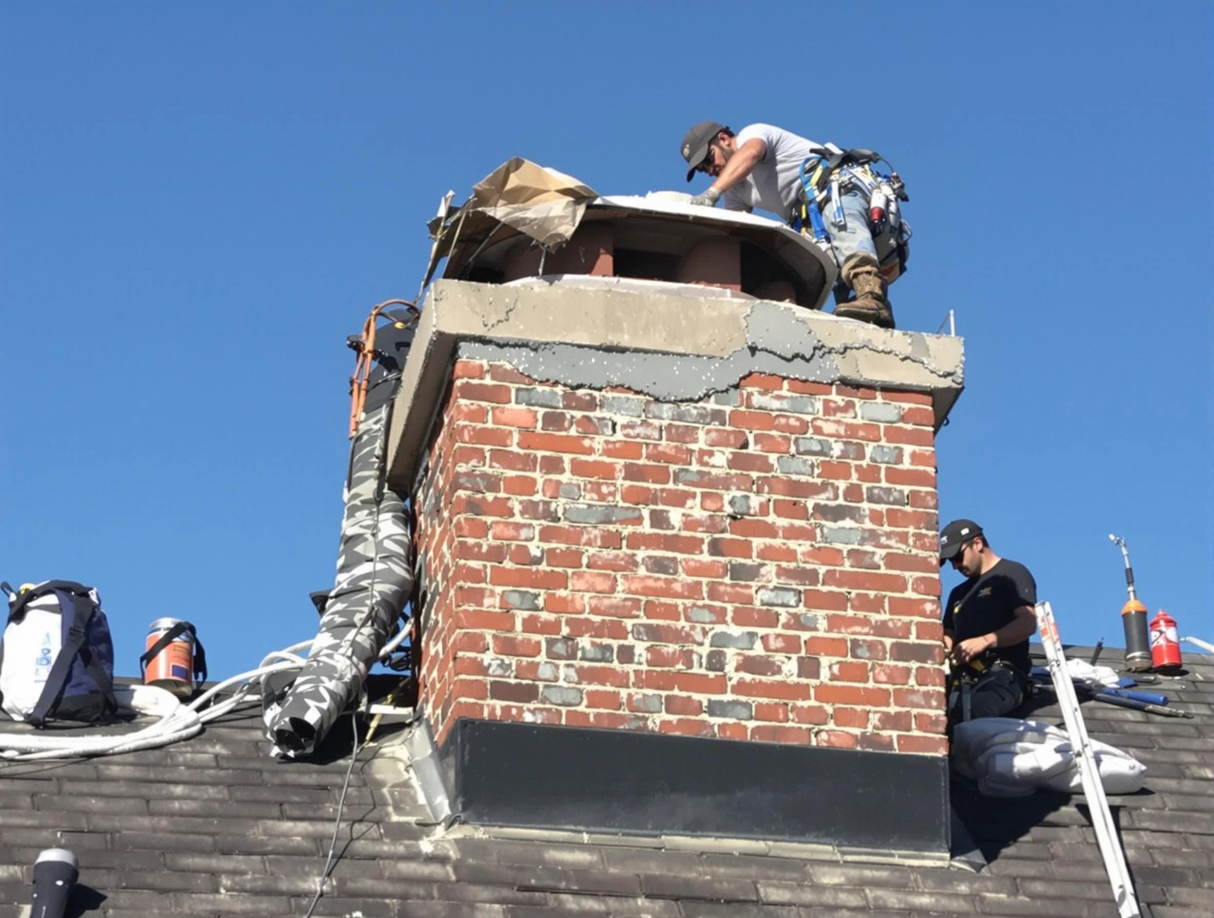 Margaret Chimney Sweep installing a custom chimney crown in Margaret, AL