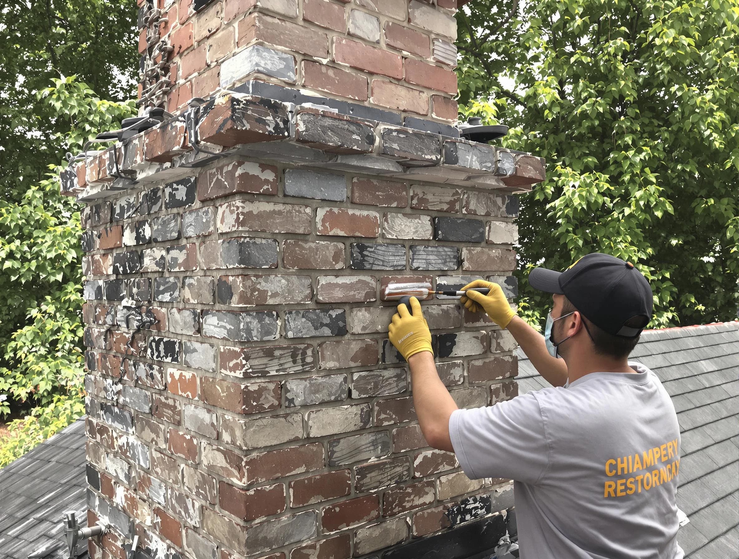 In-progress chimney restoration by Margaret Chimney Sweep in Margaret, AL