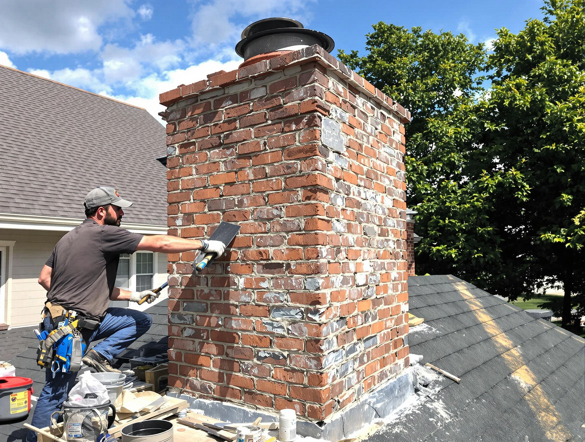 Completed chimney rebuild by Margaret Chimney Sweep in Margaret, AL